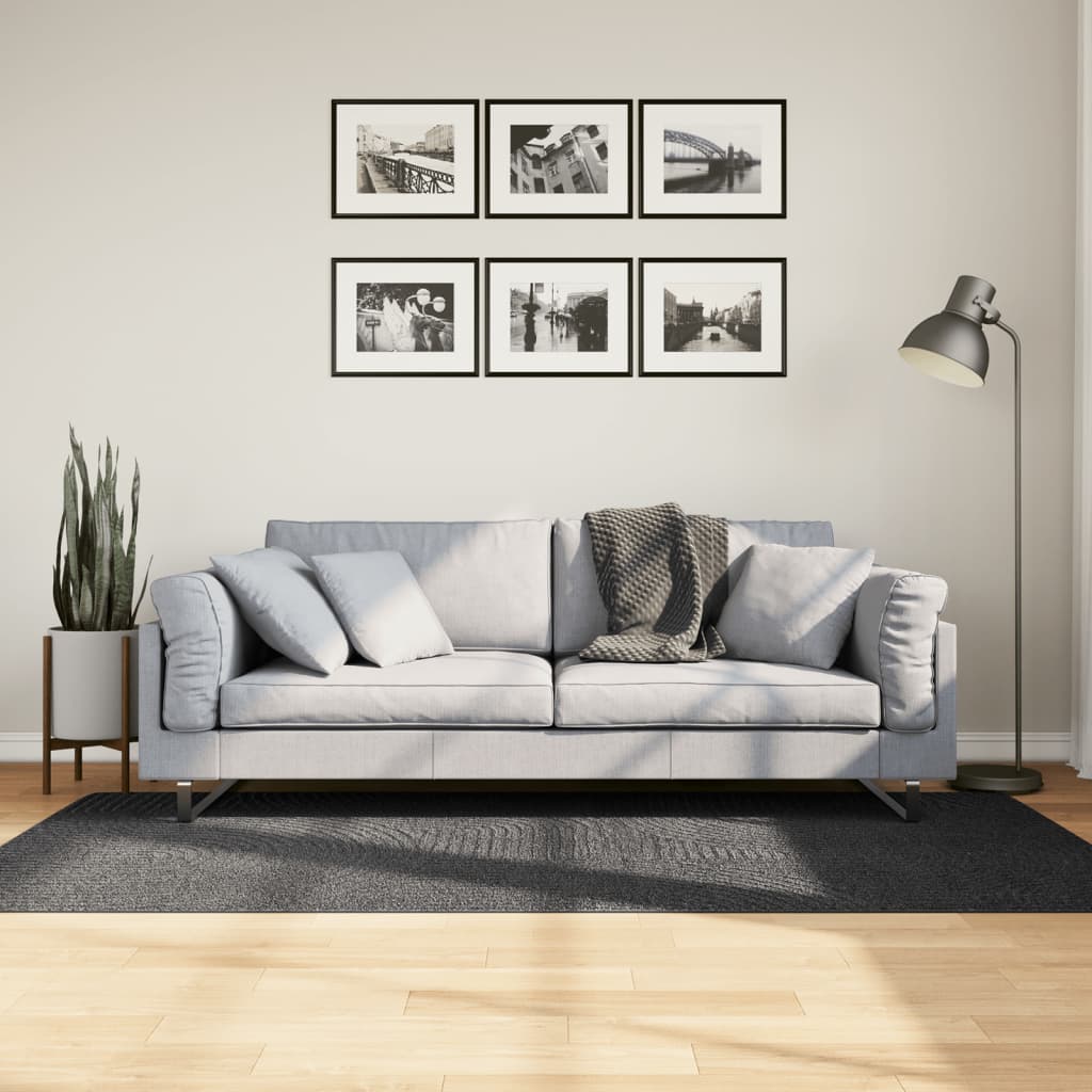 vidaXL Rug IZA Short Pile Scandinavian Look Anthracite 100x200 cm 1
