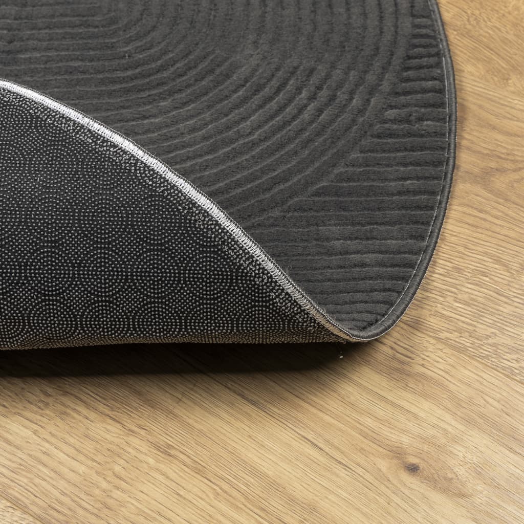 vidaXL Rug IZA Short Pile Scandinavian Look Anthracite Ø 100 cm 5
