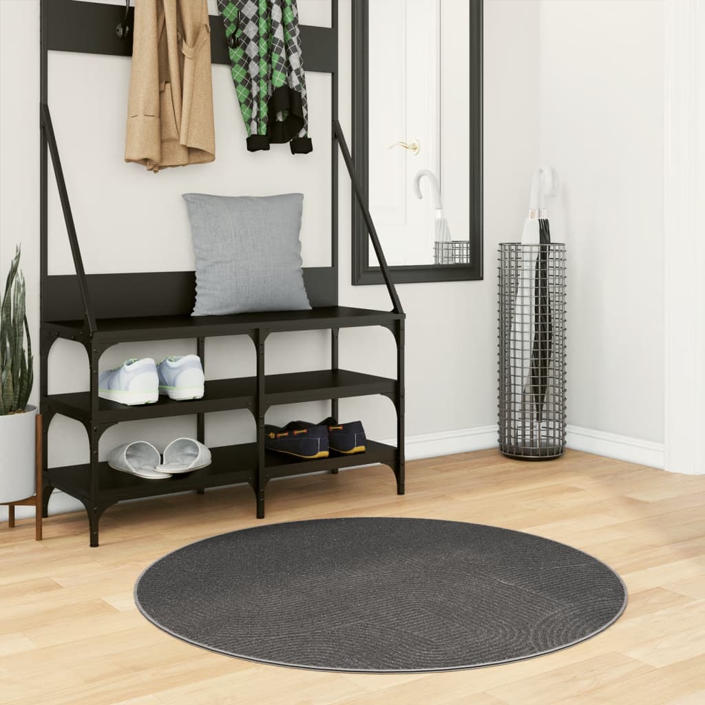 vidaXL Rug IZA Short Pile Scandinavian Look Anthracite Ø 100 cm 1