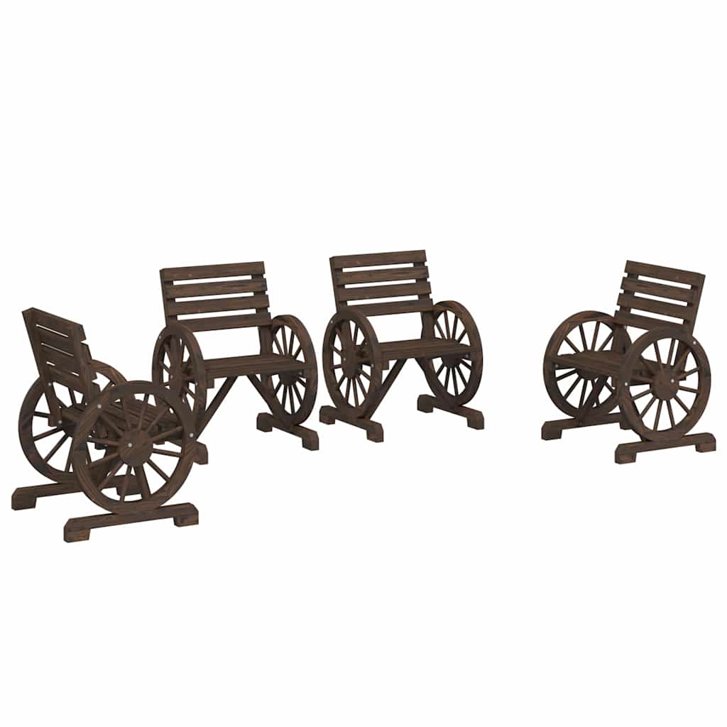 Garden Chairs 4 pcs Solid Wood Fir Dark brown