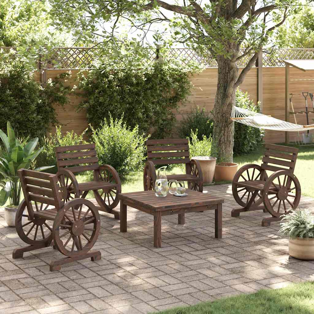 Garden Chairs 4 pcs Solid Wood Fir Dark brown