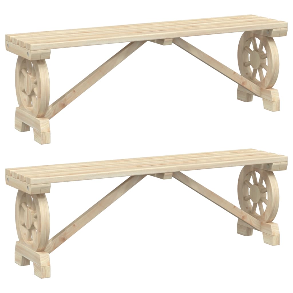 Garden Benches 2 pcs Solid Wood Fir Brown 115 cm 39.5 cm 28 cm