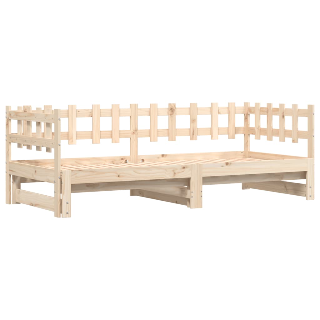 Pull-out Day Bed without Mattress 2x(80x200) Solid Wood Natural 80 cm 200 cm