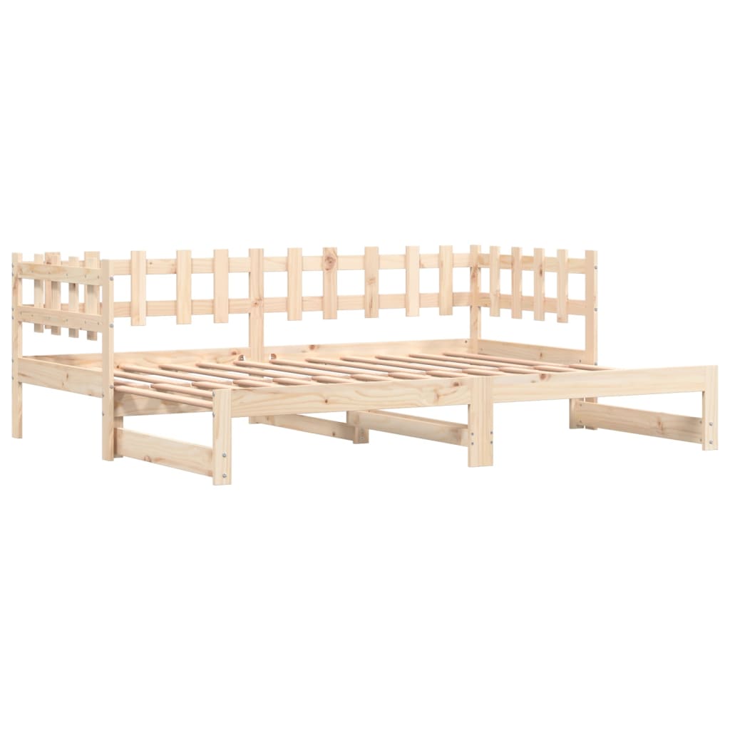 Pull-out Day Bed without Mattress 2x(80x200) Solid Wood Natural 80 cm 200 cm