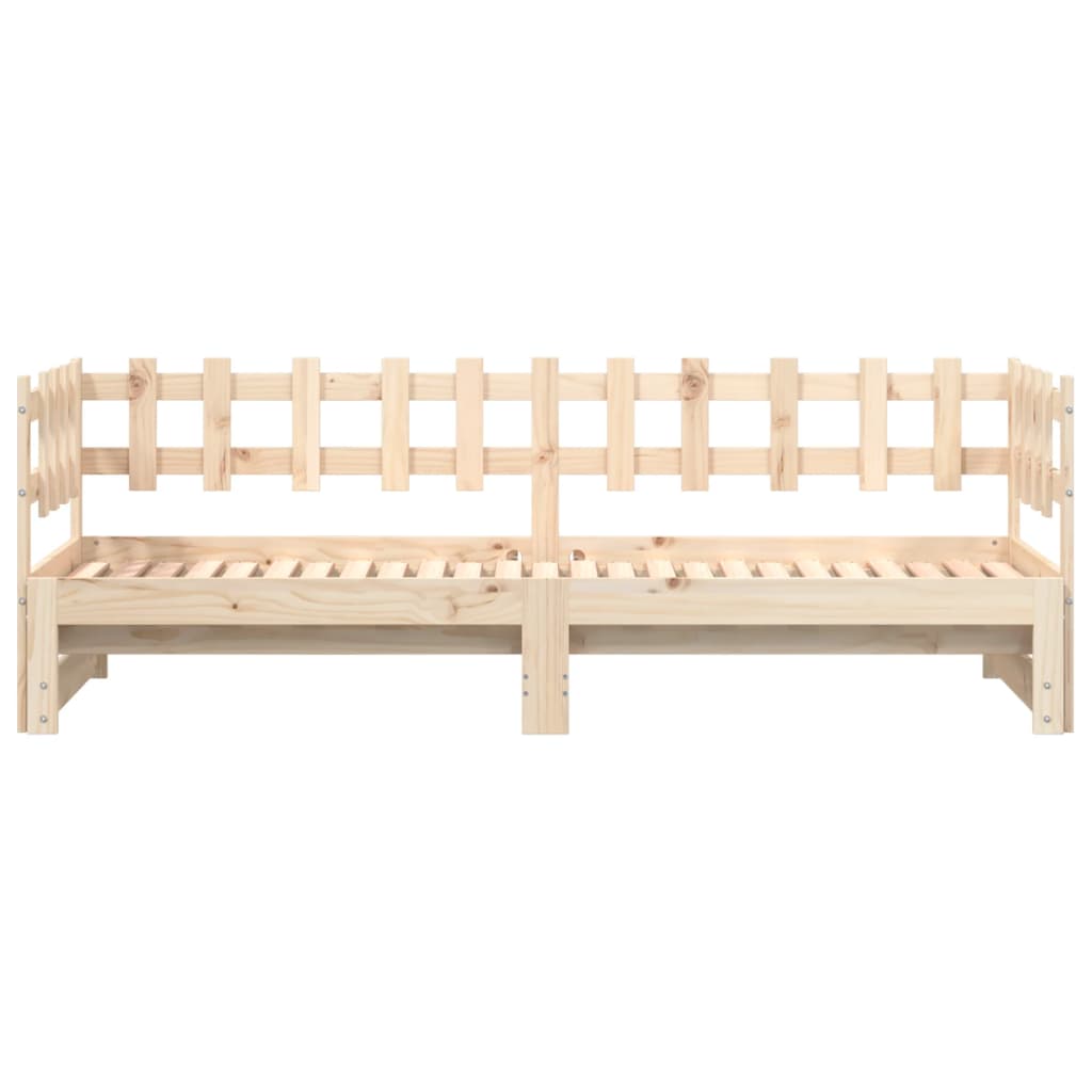 Pull-out Day Bed without Mattress 2x(80x200) Solid Wood Natural 80 cm 200 cm