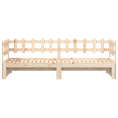 Pull-out Day Bed without Mattress 2x(80x200) Solid Wood Natural 80 cm 200 cm