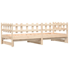 Pull-out Day Bed without Mattress 2x(80x200) Solid Wood Natural 80 cm 200 cm