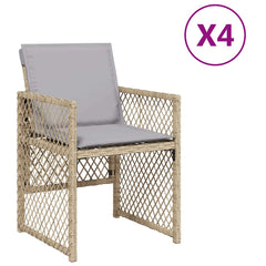 Garden Chairs with Cushions 4 pcs Poly Rattan Mix beige