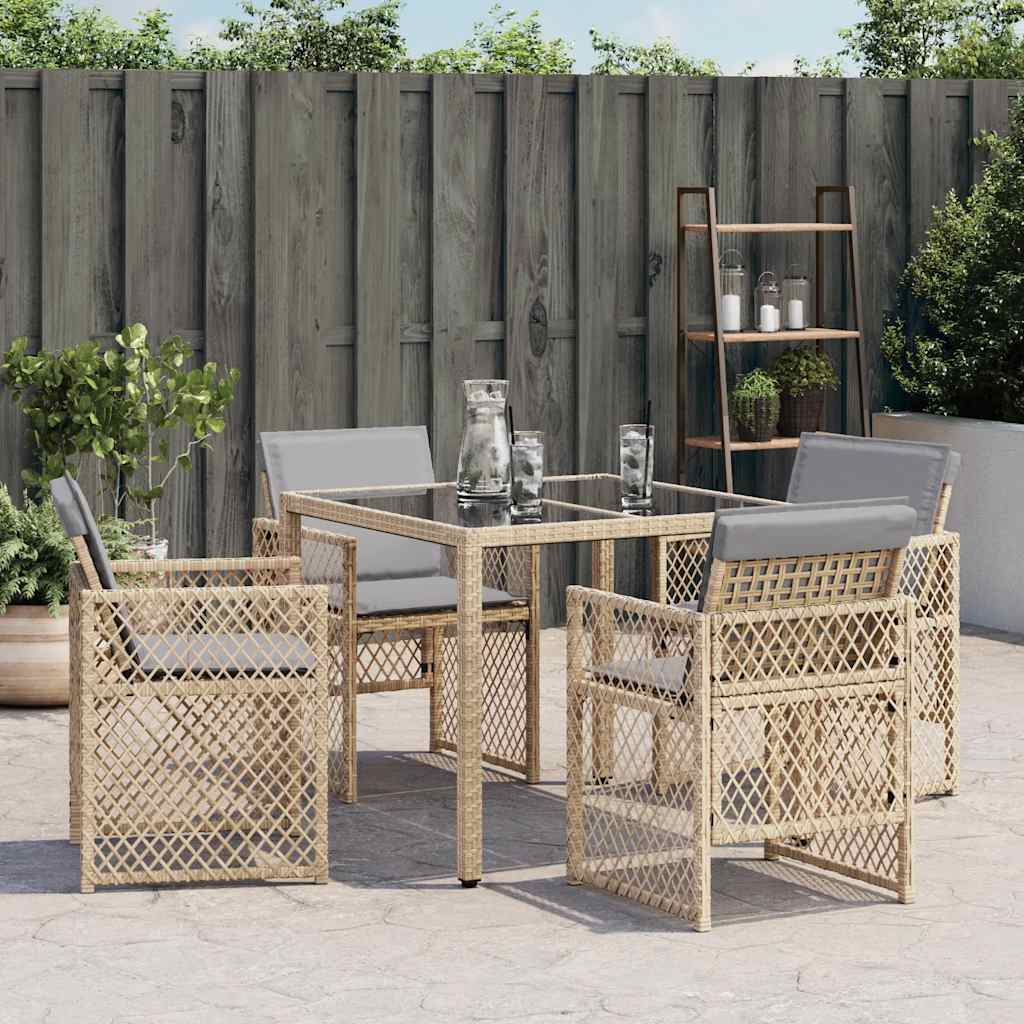 Garden Chairs with Cushions 4 pcs Poly Rattan Mix beige