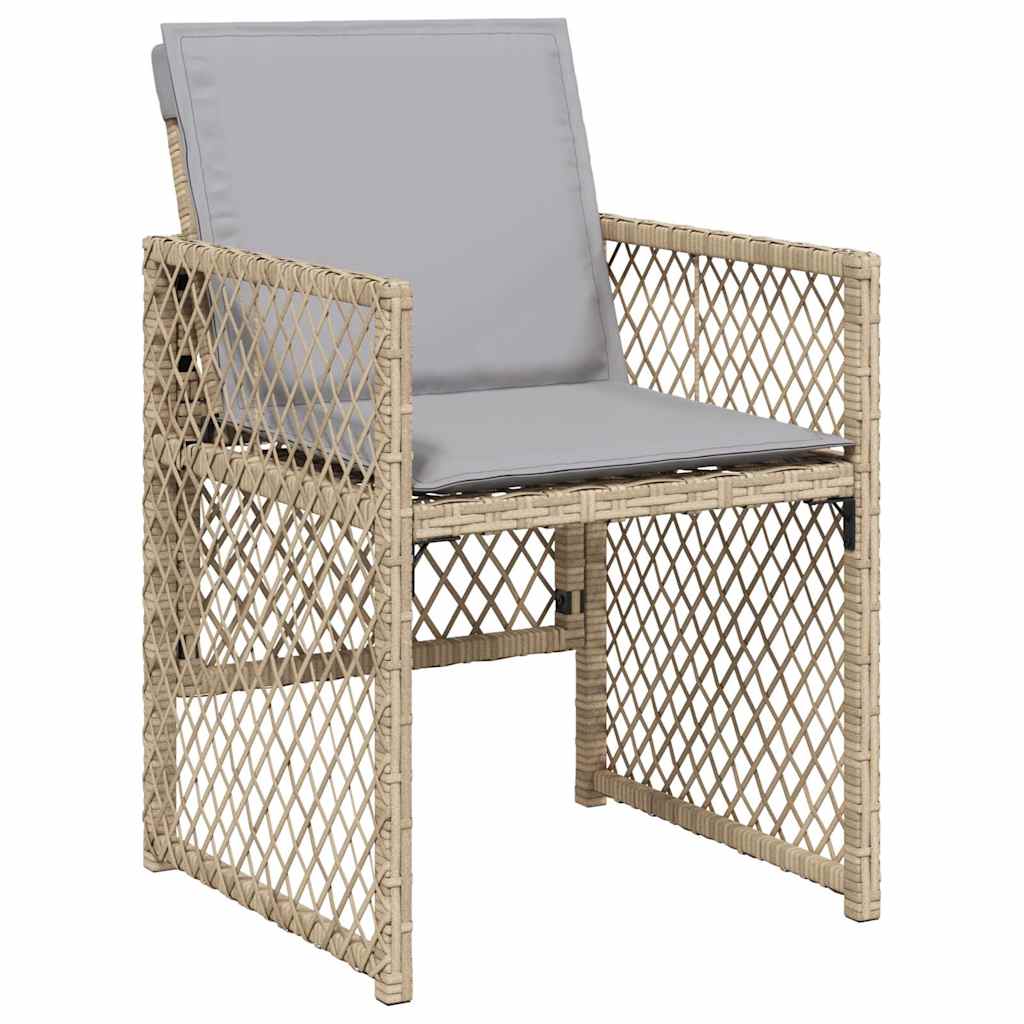 Garden Chairs with Cushions 4 pcs Poly Rattan Mix beige