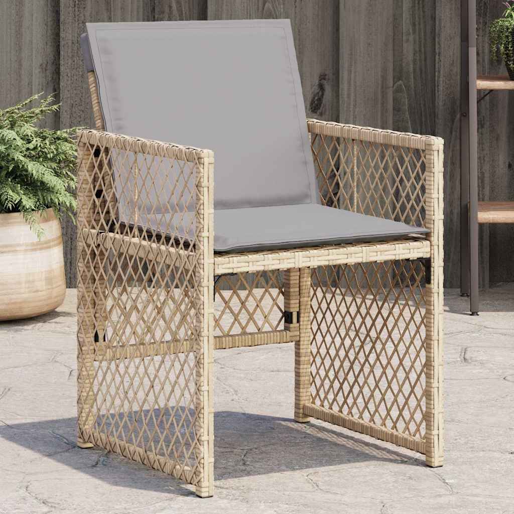 Garden Chairs with Cushions 4 pcs Poly Rattan Mix beige