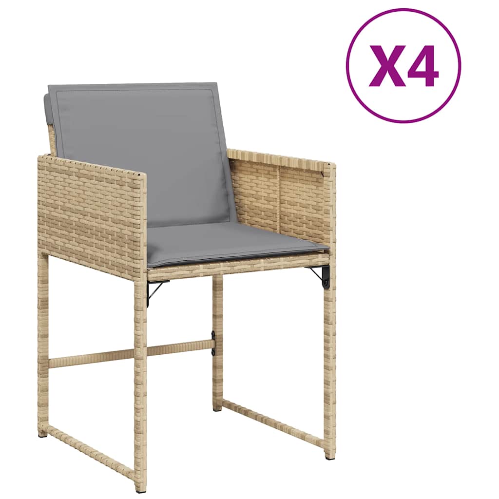 Garden Chairs with Cushions 4 pcs Poly Rattan Mix beige