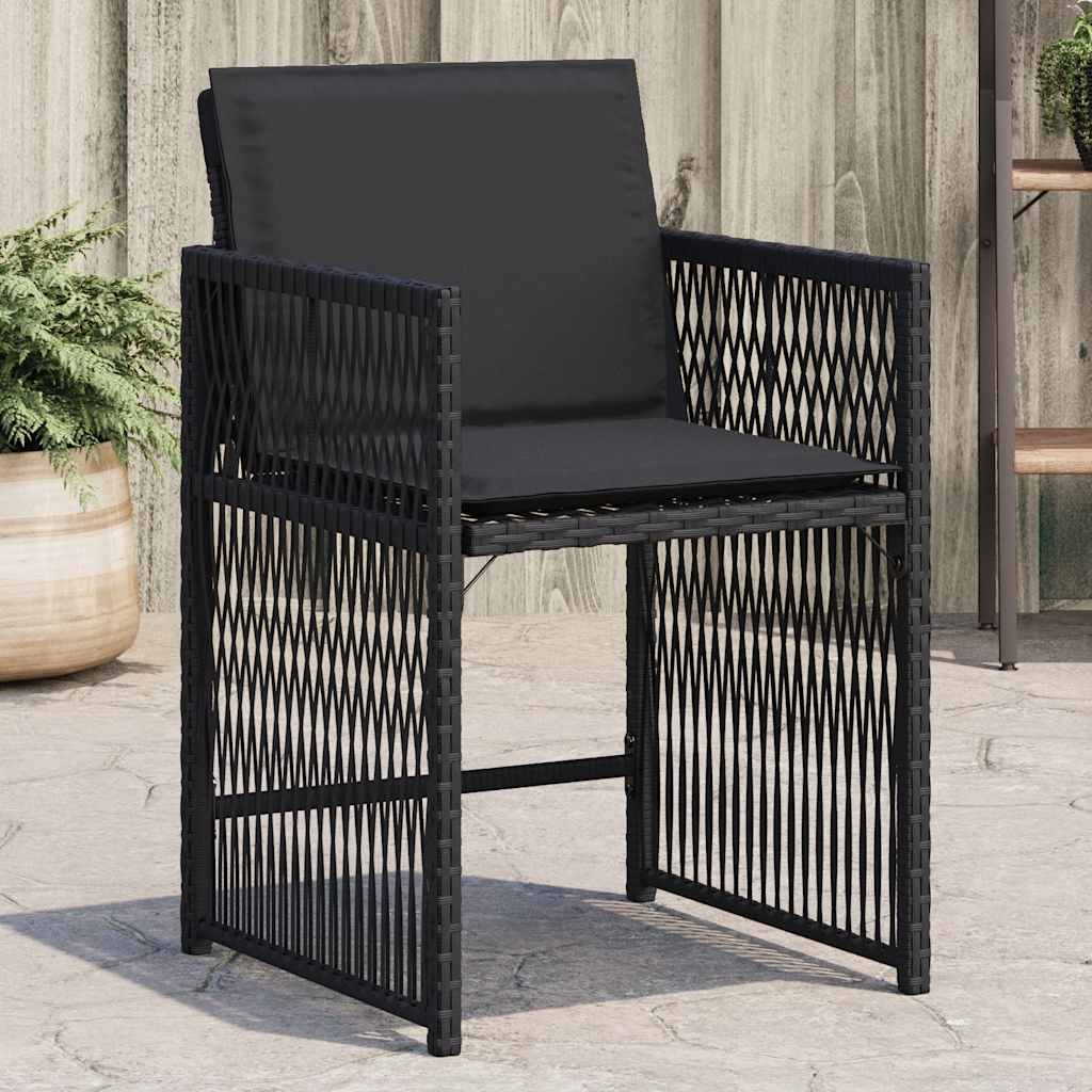 Garden Chairs with Cushions 4 pcs Poly Rattan Black