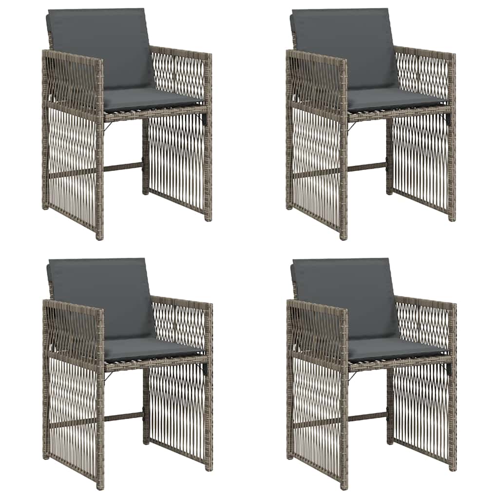 Garden Chairs with Cushions 4 pcs Poly Rattan Grey