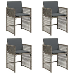 Garden Chairs with Cushions 4 pcs Poly Rattan Grey