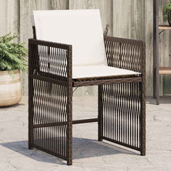 Garden Chairs with Cushions 4 pcs Poly Rattan Brown
