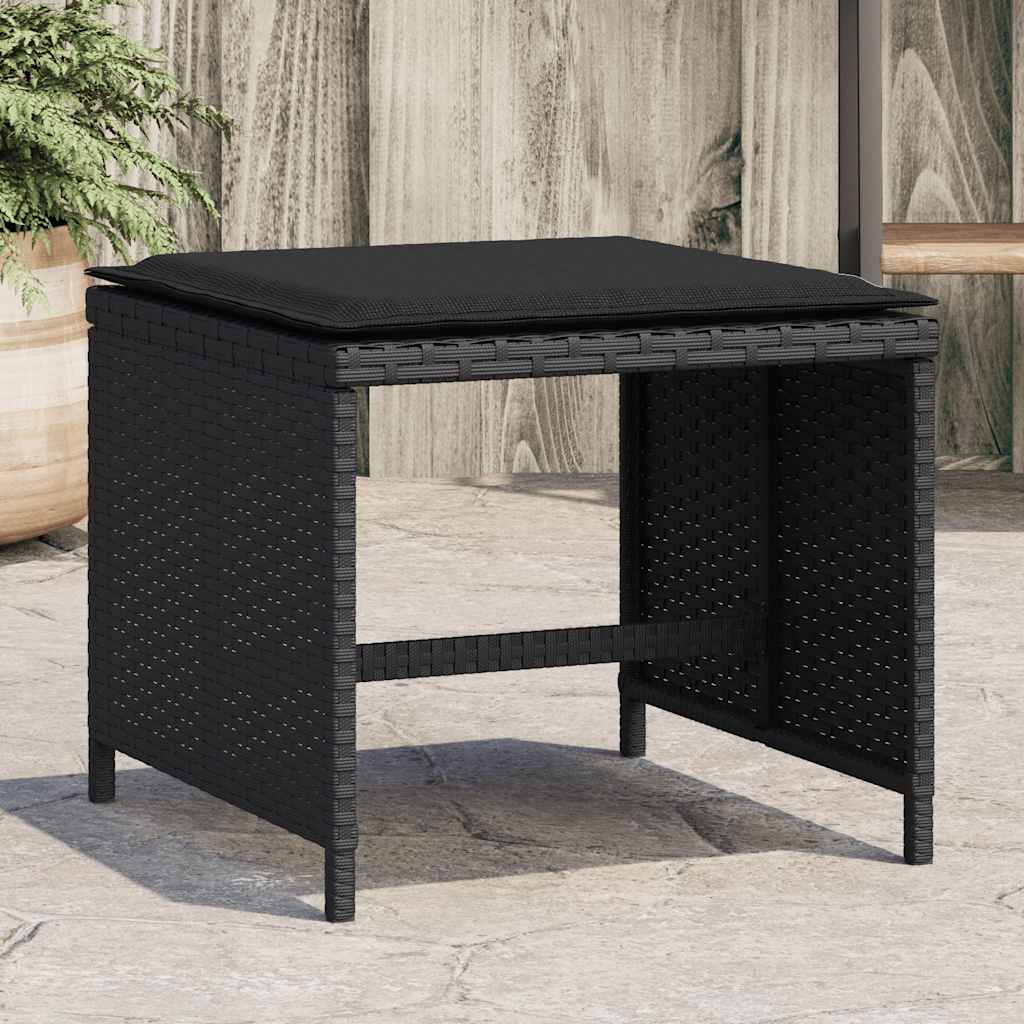 Garden Stools with Cushions 4 pcs 41x41x36 cm Poly Rattan Black