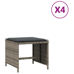 Garden Stools with Cushions 4 pcs 41x41x36 cm Poly Rattan Grey