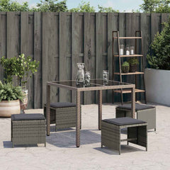 Garden Stools with Cushions 4 pcs 41x41x36 cm Poly Rattan Grey