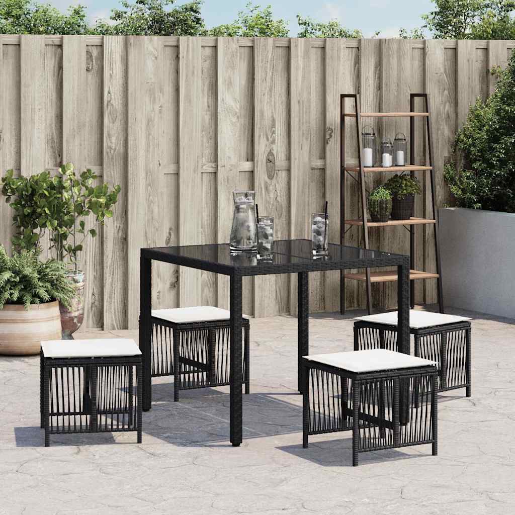 Garden Stools with Cushions 4 pcs 41x41x36 cm Black and cream