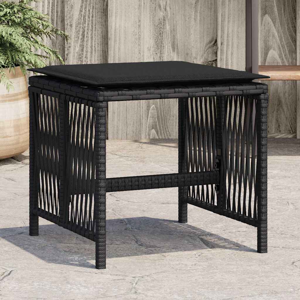 Garden Stools with Cushions 4 pcs 41x41x36 cm Black