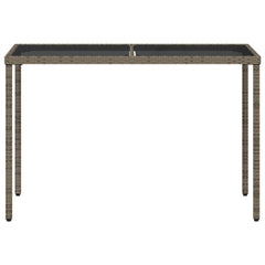 vidaXL Garden Table with Glass Top Grey 115x54x74 cm Poly Rattan 4