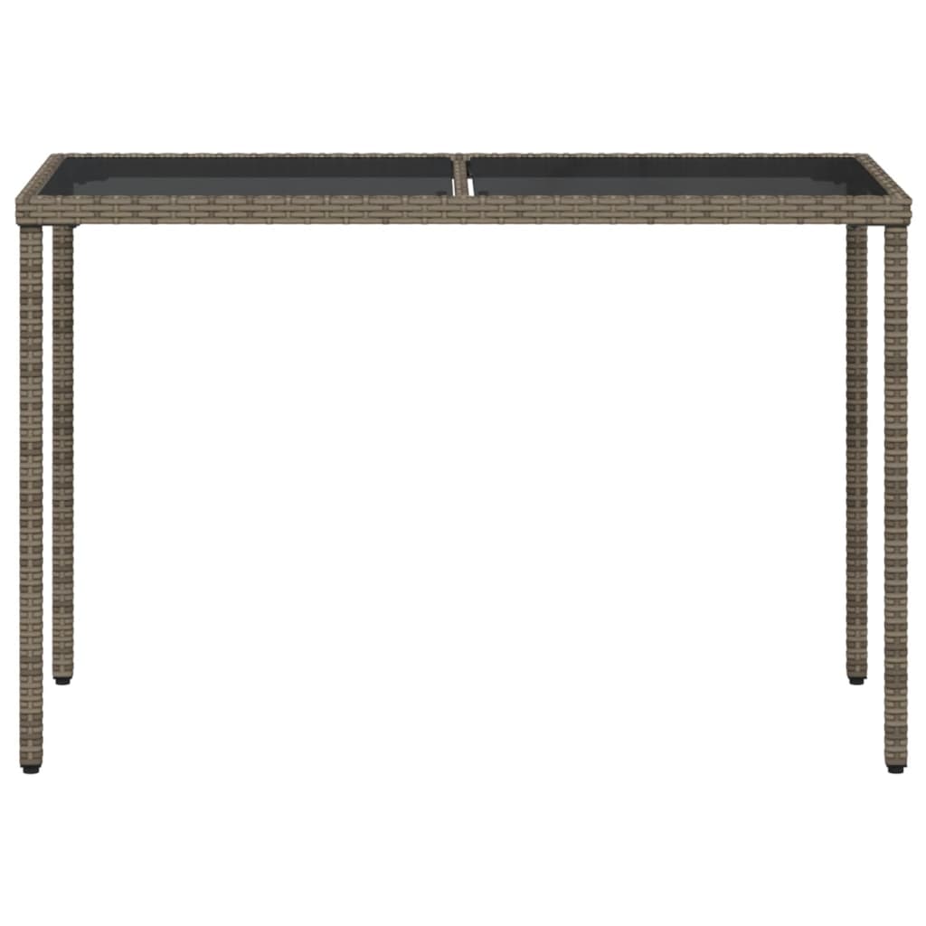 vidaXL Garden Table with Glass Top Grey 115x54x74 cm Poly Rattan 4