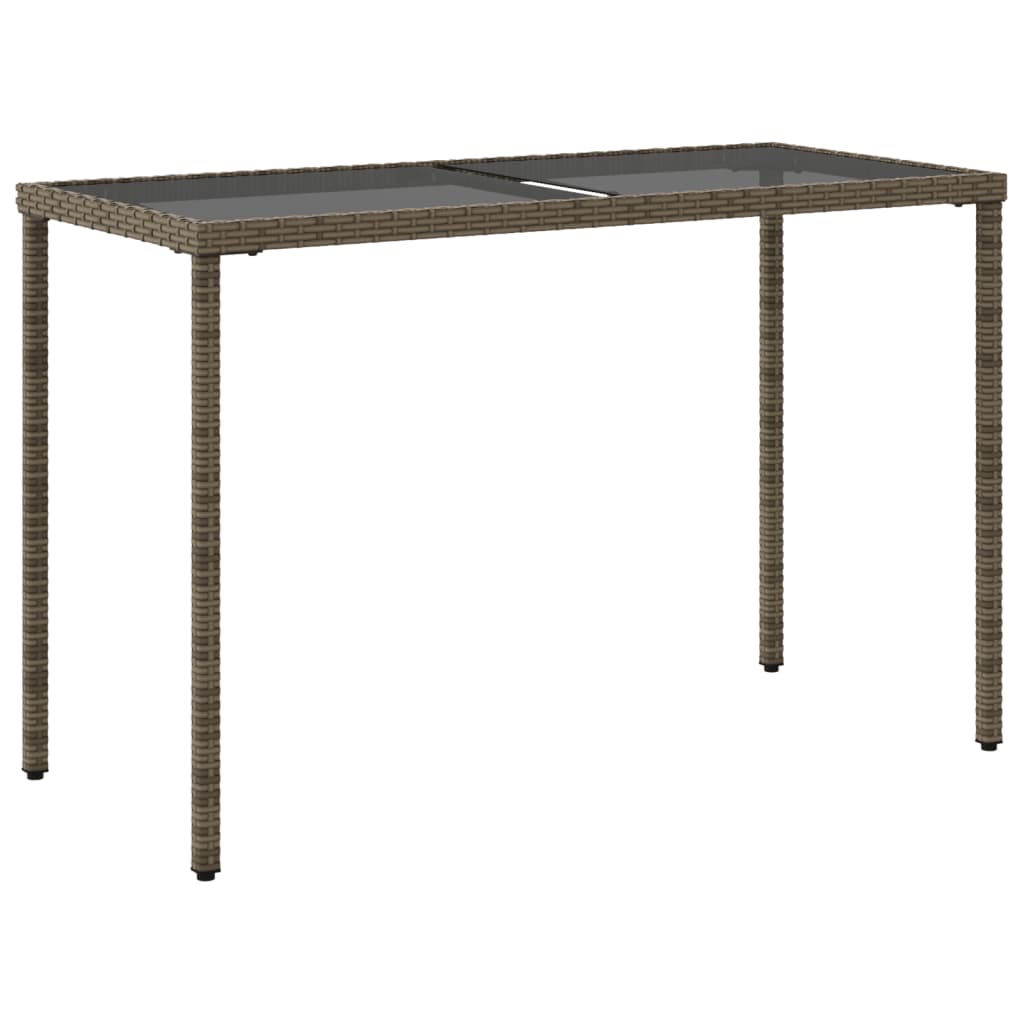 vidaXL Garden Table with Glass Top Grey 115x54x74 cm Poly Rattan 6