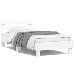 Bed Frame 98.5 x 200 cm Engineered Wood Width 100 cm White