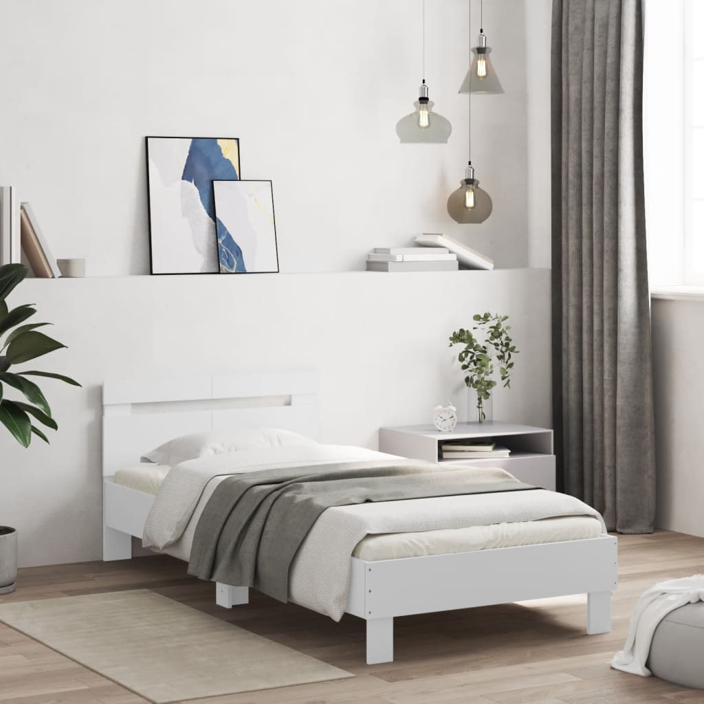 Bed Frame 98.5 x 200 cm Engineered Wood Width 100 cm White