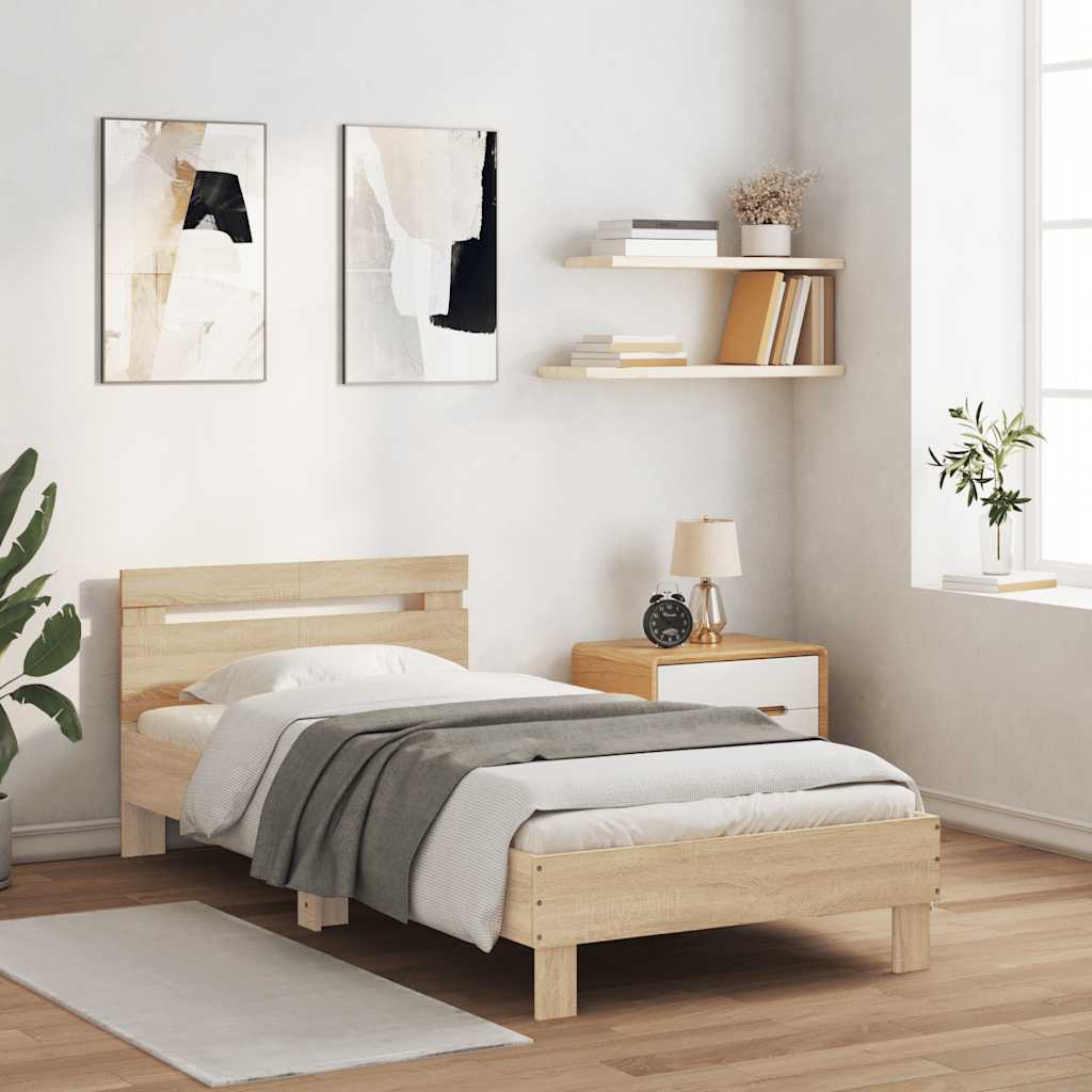 Bed Frame 98.5 x 200 cm Engineered Wood Width 100 cm Sonoma oak
