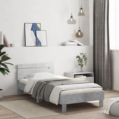 Bed Frame 98.5 x 200 cm Engineered Wood Width 100 cm Concrete grey