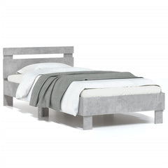 vidaXL Bed Frame without Mattress with Headboard Concrete Grey 75x190 cm Small Single 2