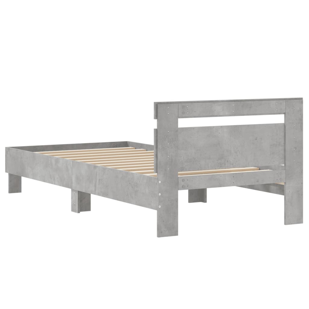 Bed Frame without Mattress with Headboard 75x190 cm Concrete grey