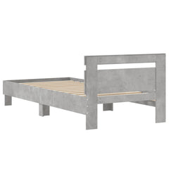 Bed Frame without Mattress with Headboard 75x190 cm Concrete grey