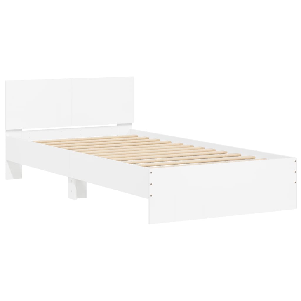 vidaXL Bed Frame without Mattress with Headboard White 100x200 cm 3