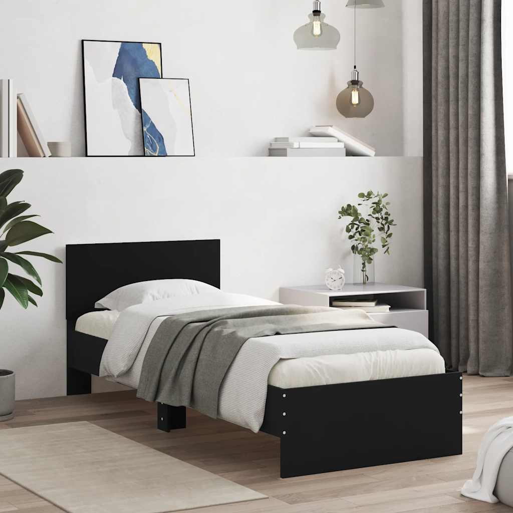 Bed Frame without Mattress Black 75 x 190 cm