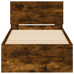 vidaXL Bed Frame without Mattress with Headboard Smoked Oak 75x190 cm Small Single 5