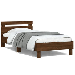 Bed Frame with LED without Mattress Brown Oak 100 x 200 cm