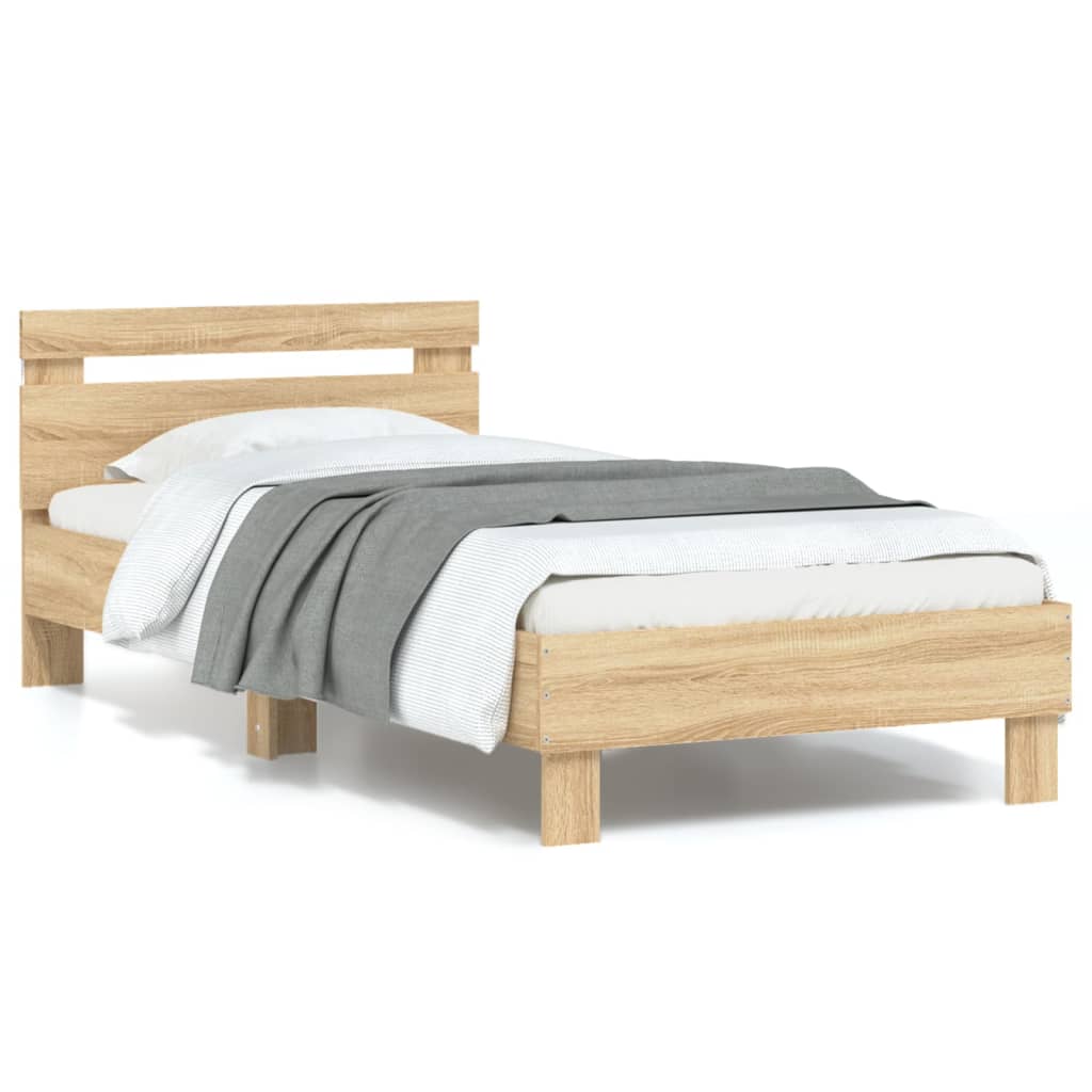 Bed Frame with LED without Mattress Sonoma Oak 90 x 200 cm