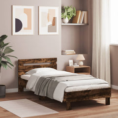 vidaXL Bed Frame without Mattress with LED Lights Smoked Oak 75x190 cm Small Single 3
