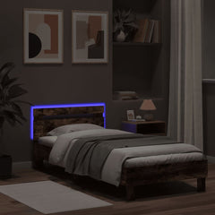 vidaXL Bed Frame without Mattress with LED Lights Smoked Oak 75x190 cm Small Single 4