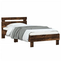 vidaXL Bed Frame without Mattress with LED Lights Smoked Oak 75x190 cm Small Single 5