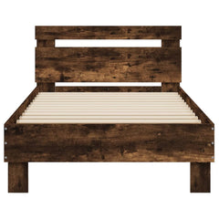 Bed Frame with LED without Mattress Smoked Oak 75 x 190 cm