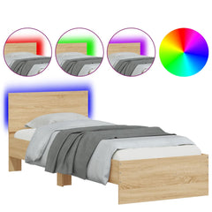 vidaXL Bed Frame without Mattress with LED Lights Sonoma Oak 90x200 cm 2