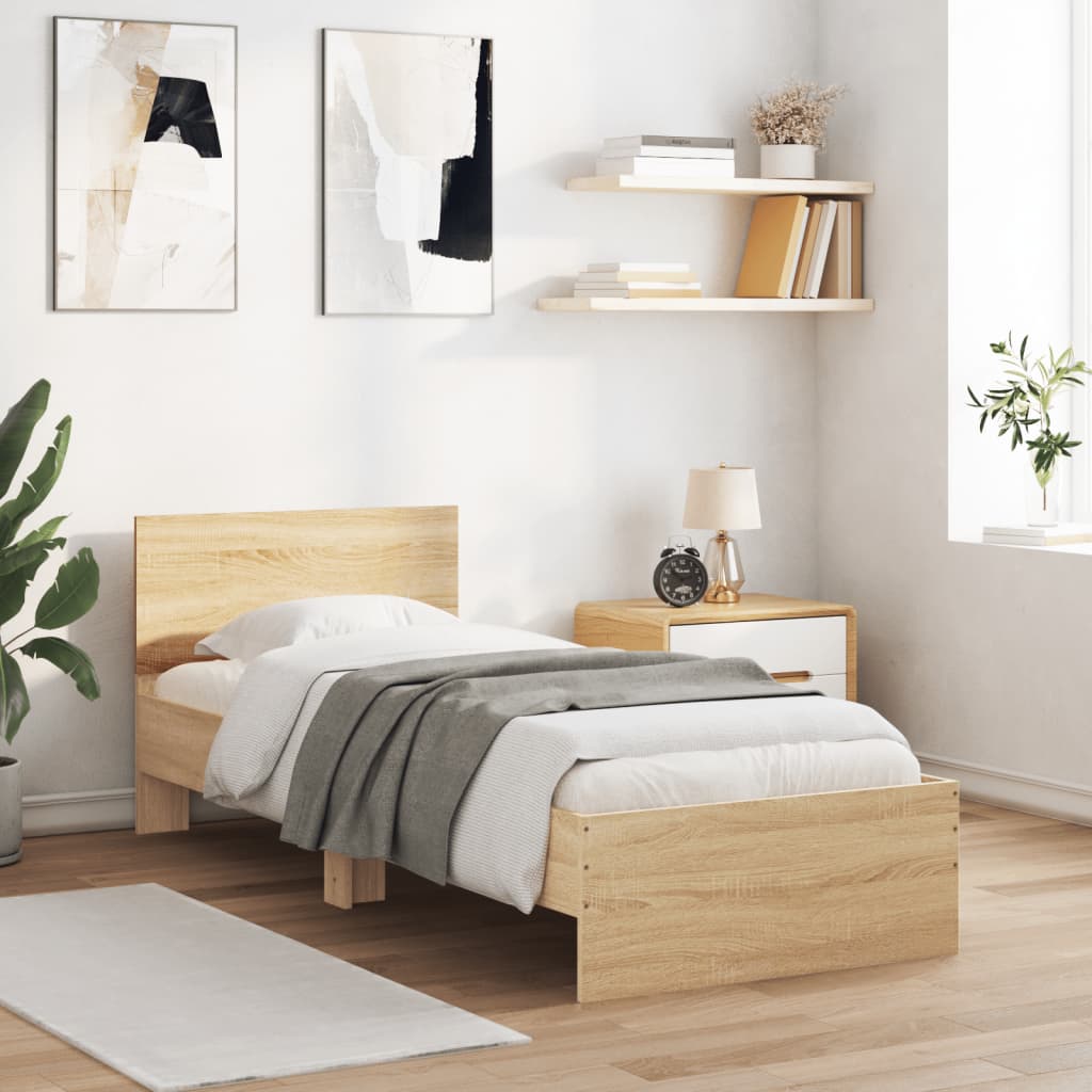 vidaXL Bed Frame without Mattress with LED Lights Sonoma Oak 90x200 cm 3