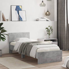 vidaXL Bed Frame without Mattress with LED Lights Concrete Grey 75x190 cm Small Single 4