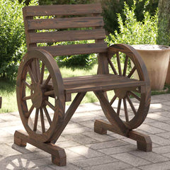 Garden Bench Solid Wood Fir Dark brown Chair 1
