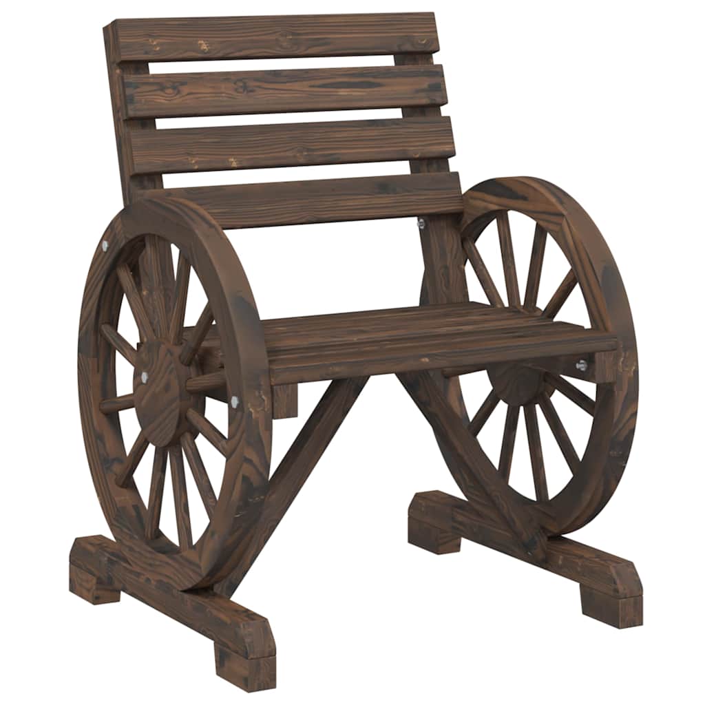 Garden Bench Solid Wood Fir Dark brown Chair 2
