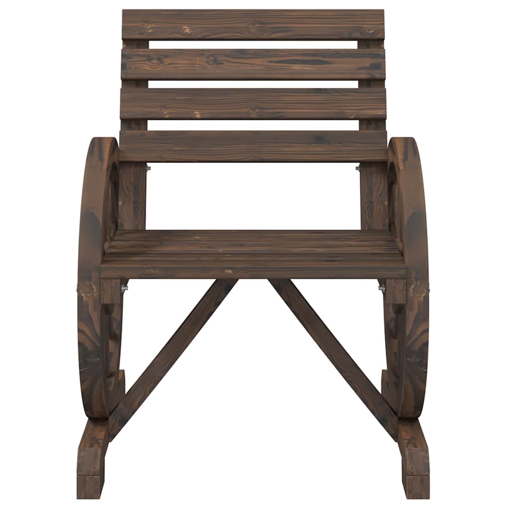 Garden Bench Solid Wood Fir Dark brown Chair 2